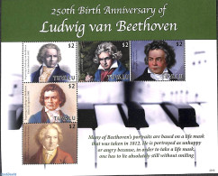 Tuvalu 2020 Ludwig Von Beethoven 5v M/s, Mint NH, Performance Art - Music - Art - Composers - Musica
