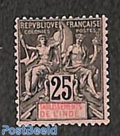 French India 1892 25c, Stamp Out Of Set, Unused (hinged) - Ungebraucht