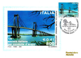 ITALIA ITALY - 2000 ROMA 120° Società Condotte Acqua (ponte Fiume Paranà, Argentina) Annullo Fdc Su Cartolina PT - 243 - Ponts