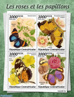 Central Africa 2022 Roses And Butterflies, Mint NH, Nature - Butterflies - Flowers & Plants - Roses - Repubblica Centroafricana