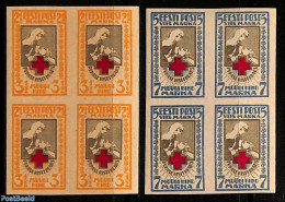 Estonia 1921 Red Cross 2v Imperforated, Blocks Of 4 [+] , Mint NH, Health - Red Cross - Cruz Roja