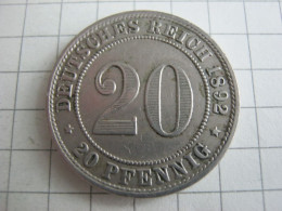 Germany 20 Pfennig 1892 A - 20 Pfennig