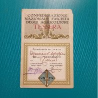 Tessera Confederazione Nazionale Fascista Degli Agricoltori 1929 - Historische Dokumente