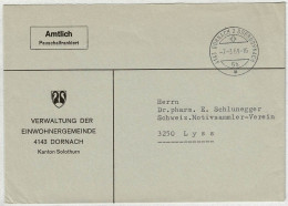 Schweiz 1969, Brief Amtlich Pauschalfrankiert Dornach - Lyss - Postmark Collection