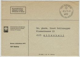 Schweiz 1970, Brief Pauschalfrankiert Bureau Philatélique Genève - Allschwil - Marcofilia