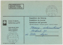 Schweiz 1979, Karte Pauschalfrankiert Adressänderung Adligenswil - Lyss - Poststempel