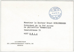 Schweiz 1978, Brief Direction Des Postes Genève - Basel, Postsache, Portofrei - Marcophilie