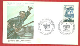 FDC CINQUANTENAIRE L ANNIVERSAIRE VICTOIRE DE VERDUN 28 4  5 1966 - 1960-1969