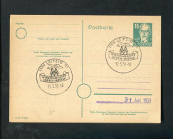 "SBZ" 1950, Postkarte Mi. P 35/02 (M 301 C 1633) SSt. "LEIPZIG, Messeflughafen" (A1209) - Enteros Postales