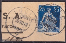 Helvetia Mit Schwert 109, 25 Rp.dunkel-/hellblau  LOCLE        1919 - Gebraucht