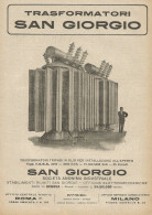 Trasformatori Trifasi In Olio SAN GIORGIO - Pubblicità 1927 - Advertising - Publicités