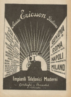 Ericsson Impianti Telefonici - Illustrazione - Pubblicità 1927 - Advertis. - Reclame