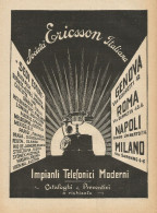 Ericsson Impianti Telefonici - Illustrazione - Pubblicità 1927 - Advertis. - Reclame