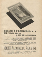 Società Nazionale Dei Radiatori - Pubblicità D'epoca - Advertising - Reclame