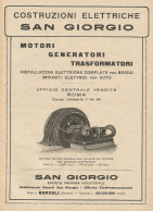 SAN GIORGIO Motore Trifase Con Volante Sul Rotore - Pubblicità D'epoca - Publicités