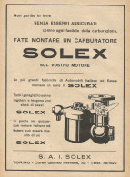 Carburatori SOLEX - Pubblicità D'epoca - Advertising - Publicités