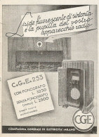 Radio C.G.E. 253 Con Fonografo - Pubblicità 1937 - Advertising - Werbung