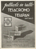 Lastre Fotografiche Teiapan - Tensi - Pubblicità 1937 - Advertising - Werbung