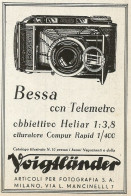 Voigtlander Macchina Fotografica BESSA - Pubblicità 1938 - Advertising - Werbung