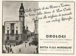 Orologi Stradali F.lli Miroglio - Pubblicità 1938 - Advertising - Advertising