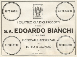 Moto_Auto_Bici_Autocarri BIANCHI - Pubblicità 1938 - Advertising - Pubblicitari