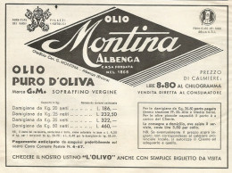 Olio MONTINA - Albenga - Pubblicità 1938 - Advertising - Publicités