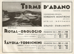 Terme D'Abano - Hotels Royal - Pubblicità 1938 - Advertising - Publicités