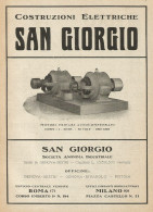 Motori Trifasi Autocompensati San Giorgio - Pubblicità 1928 - Advertising - Publicités