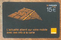 MOBICARTE ORANGE SMS INFO SPÉCIMEN MBC MOBI GSM SCHEDA PHONE CARD CALLING CARD CARTE TELECARTE - Mobicartes (recharges)