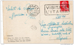 1937 CARTOLINA CON ANNULLO  VENEZIA  + TARGHETTA VISITATE L'ITALIA - Poststempel