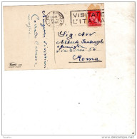 1937 CARTOLINA CON ANNULLO  PALERMO + TARGHETTA VISITATE L'ITALIA - Storia Postale