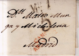Prefilatelia Año 1828 Carta Marcas Nº2 Roja CªNª Aranjuez Y Porteo Negro 5 Y Llegada Jose De Carranza - ...-1850 Prefilatelia