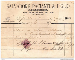 1897   FATTURA  FIRENZE CALZOLERIA - Italy