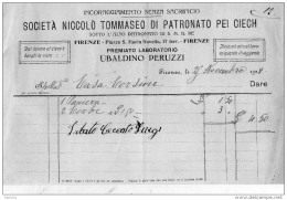 1918 FIRENZE SOCIETÀ NICCOLÒ TOMMASEO DI PATRONATO PER CIECHI - Italia