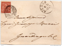 1881   FRONTESPIZIO CON ANNULLO NUMERALE ATESSA  CHIETI - Poststempel