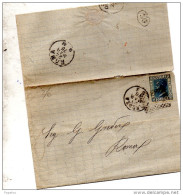 1876  LETTERA CON ANNULLO NUMERALE A PUNTI ANCONA + ROMA - Marcophilie