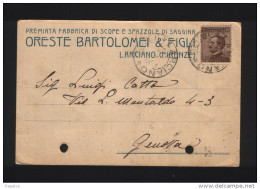 1925 CARTOLINA INTESTATA  CON ANNULLO LARCIANO FIRENZE - Storia Postale