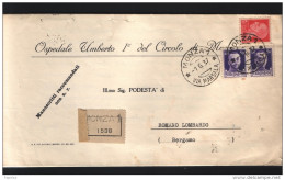 1937  LETTERA RACCOMANDATA  CON ANNULLO   MONZA VIA MARSALA - Marcophilia