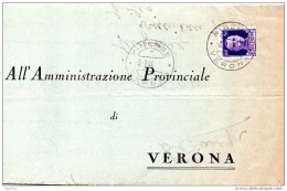 1944  LETTERA CON ANNULLO MINERBE  VERONA - Marcofilía