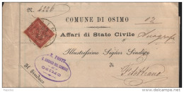1899  LETTERA CON ANNULLO  OSIMO ANCONA - Marcofilie