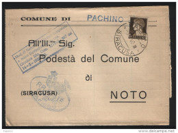 1940  LETTERA   CON ANNULLO PACHINO SIRACUSA - Storia Postale