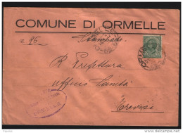 1925   LETTERA CON ANNULLO ORMELLE  TREVISO - Marcofilía