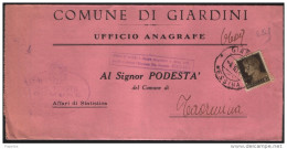 1943  LETTERA CON ANNULLO GIARDINI MESSINA - Marcofilie