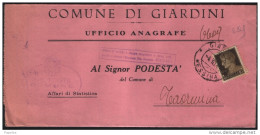 1943  LETTERA CON ANNULLO GIARDINI MESSINA - Marcofilía