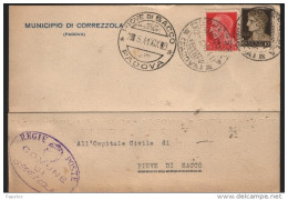 1941  CARTOLINA CON ANNULLO PIOVE DI SACCO PADOVA - Poststempel