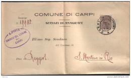 1913 LETTERA  CON ANNULLO CARPI MODENA - Poststempel