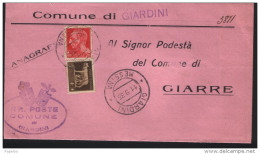 1935  LETTERA CON ANNULLO  GIARDINI MESSINA - Marcofilie
