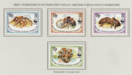 BIOT 1993 WWF Marine Life Crabs MNH(**) Mi 132-135 Fauna 821 - Vita Acquatica