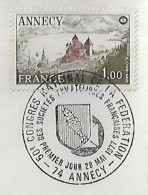 France 1977 Cover Commemorative Cancel 50th National Congress Federation Of French Philatelic Societies In Annecy Fish - Storia Postale