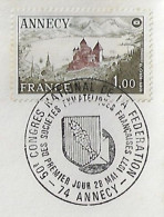 France 1977 Cover Commemorative Cancel 50th National Congress Federation Of French Philatelic Societies In Annecy Fish - Cartas & Documentos